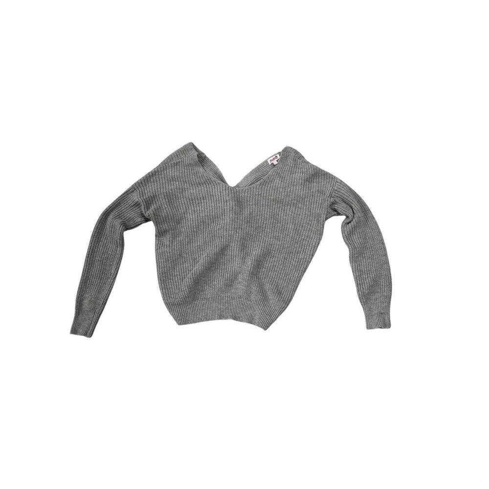 MadRag Women’s Long Sleeve Grey Sweater With Twisted Back Size L